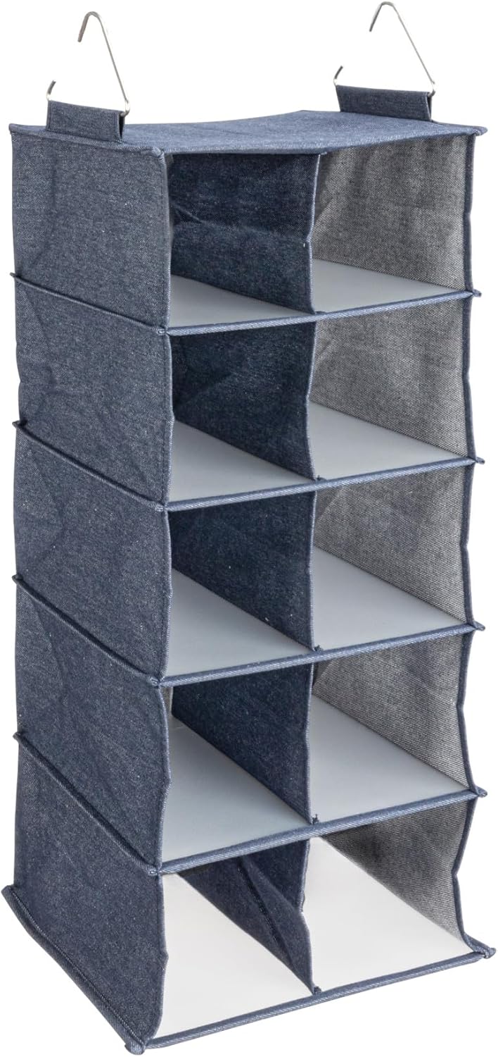 Household Essentials 311344 10 Pocket Hanging Shoe Storage Organizer for Closets | Natural Canvas