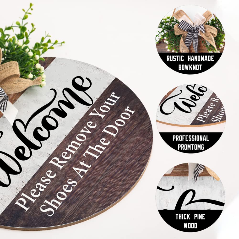 FWIEXA Letrero De Madera Con Texto En Inglés "Welcome Please Remove Your Shoes" (11 X 6 Pulgadas), Letrero Rústico De Madera Vintage Para Puerta Delantera, Entrada, Porche, Casa De Campo