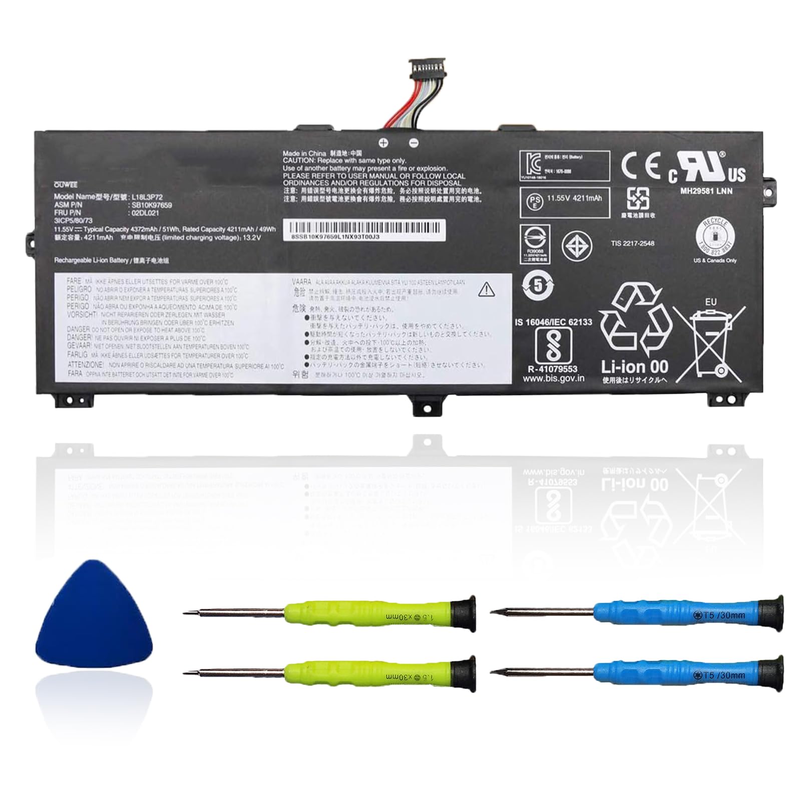 Amazon.com: OUWEE L18L3P72 Laptop Battery Compatible with Lenovo