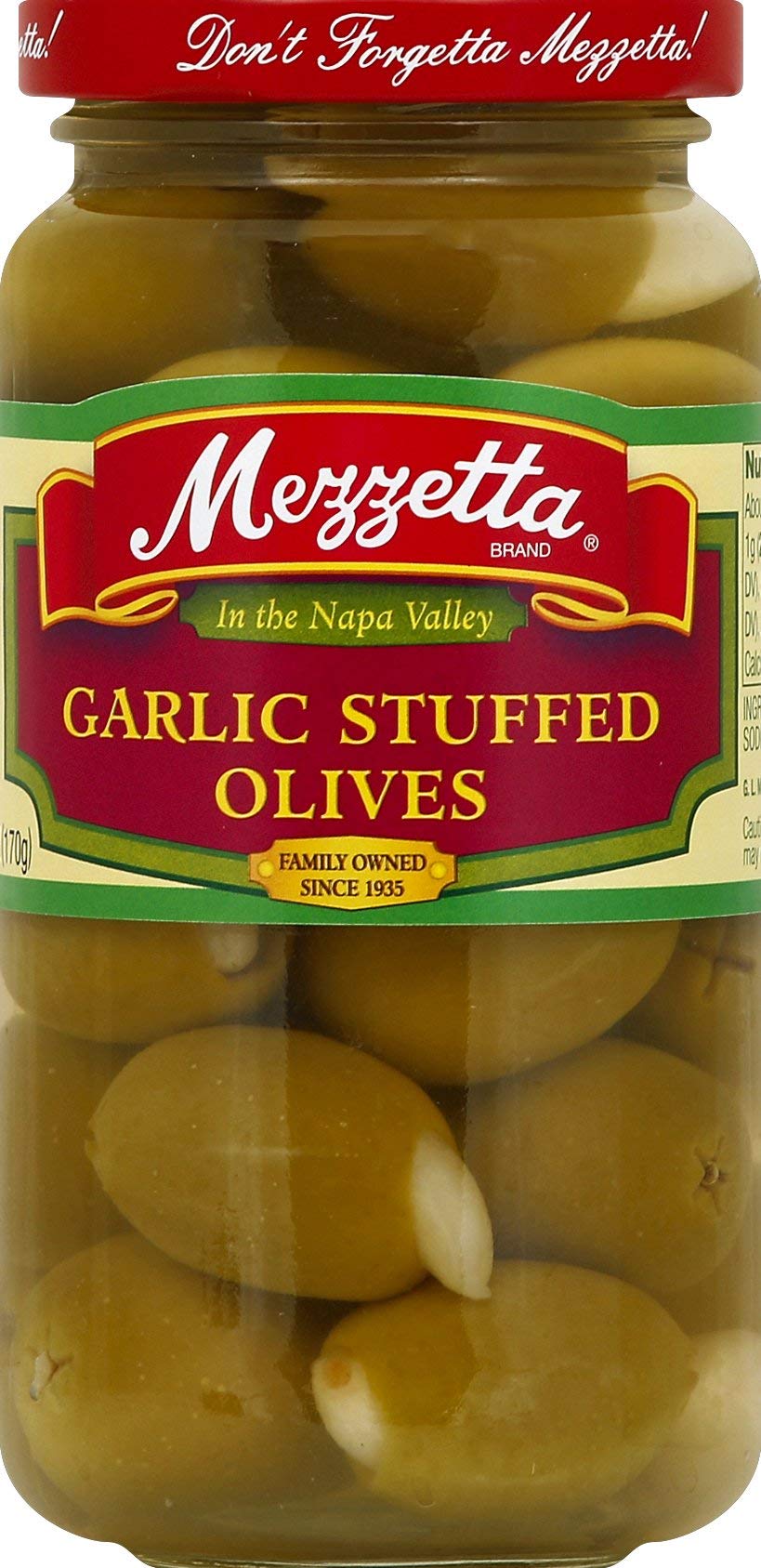 Mezzetta Garlic Stuffed Olives, 6 Ounce, Green