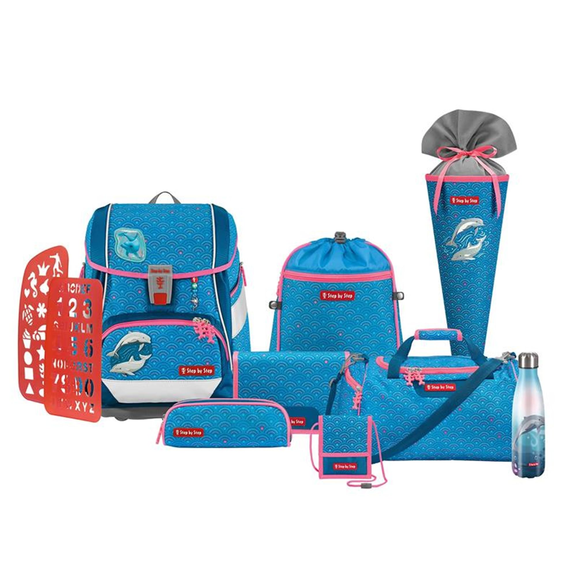 Step by Step Schulranzen-Set 2IN1 Plus „Dolphin Pippa“, 10-teilig, blau