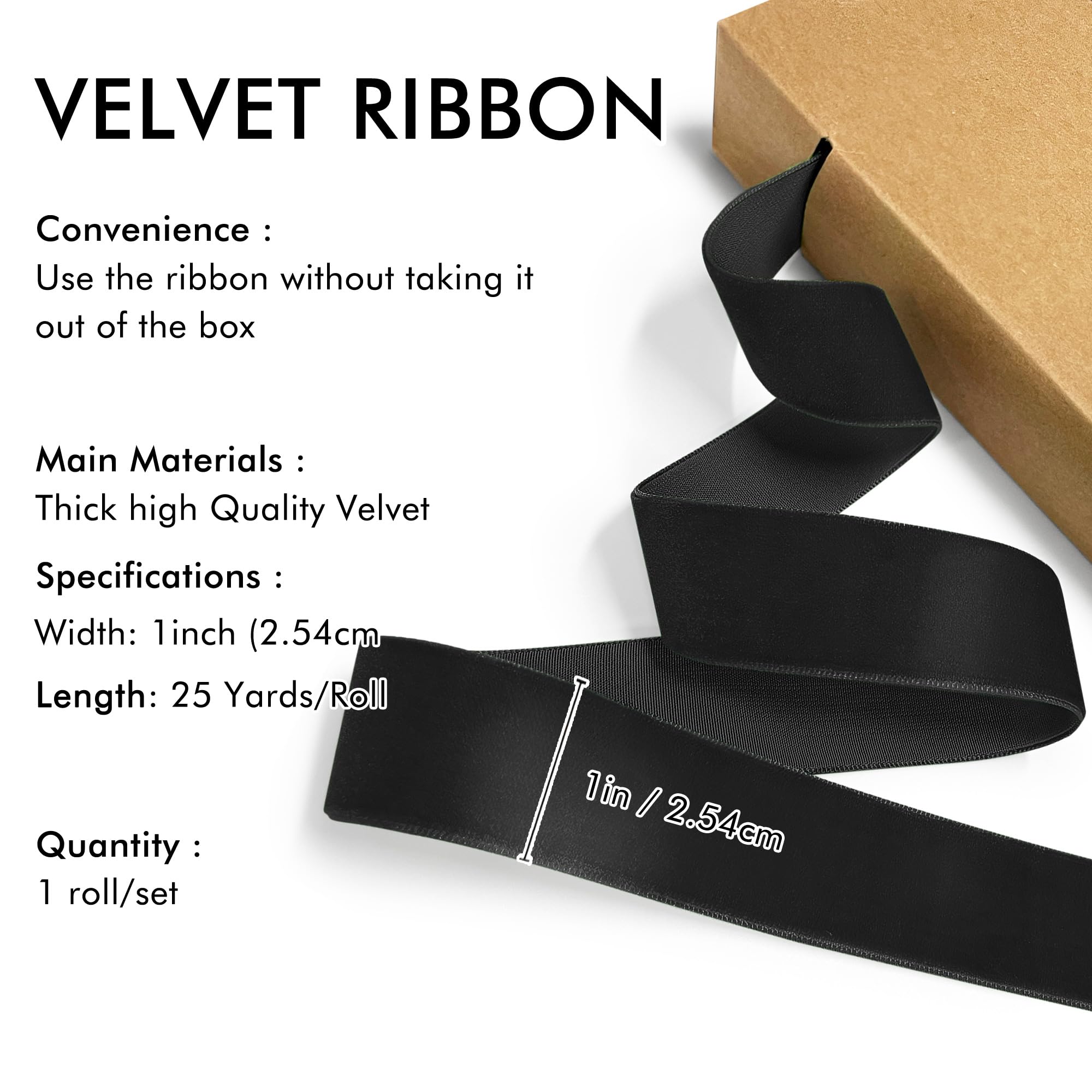 Ruban Velours Noir KINGLAKE - 2 Cm X 10 M - Parfait Pour Emballage Cadeaux, Déco Noël, Scrapbooking Et Créations DIY - 6