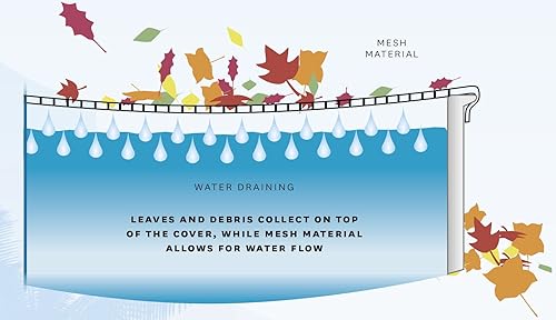 Vista 13 de Buffalo Blizzard - Cubiertas de invierno Micro Mesh Black para piscinas redondas, ovaladas y rectangulares Permite el paso de la lluvia o la nieve