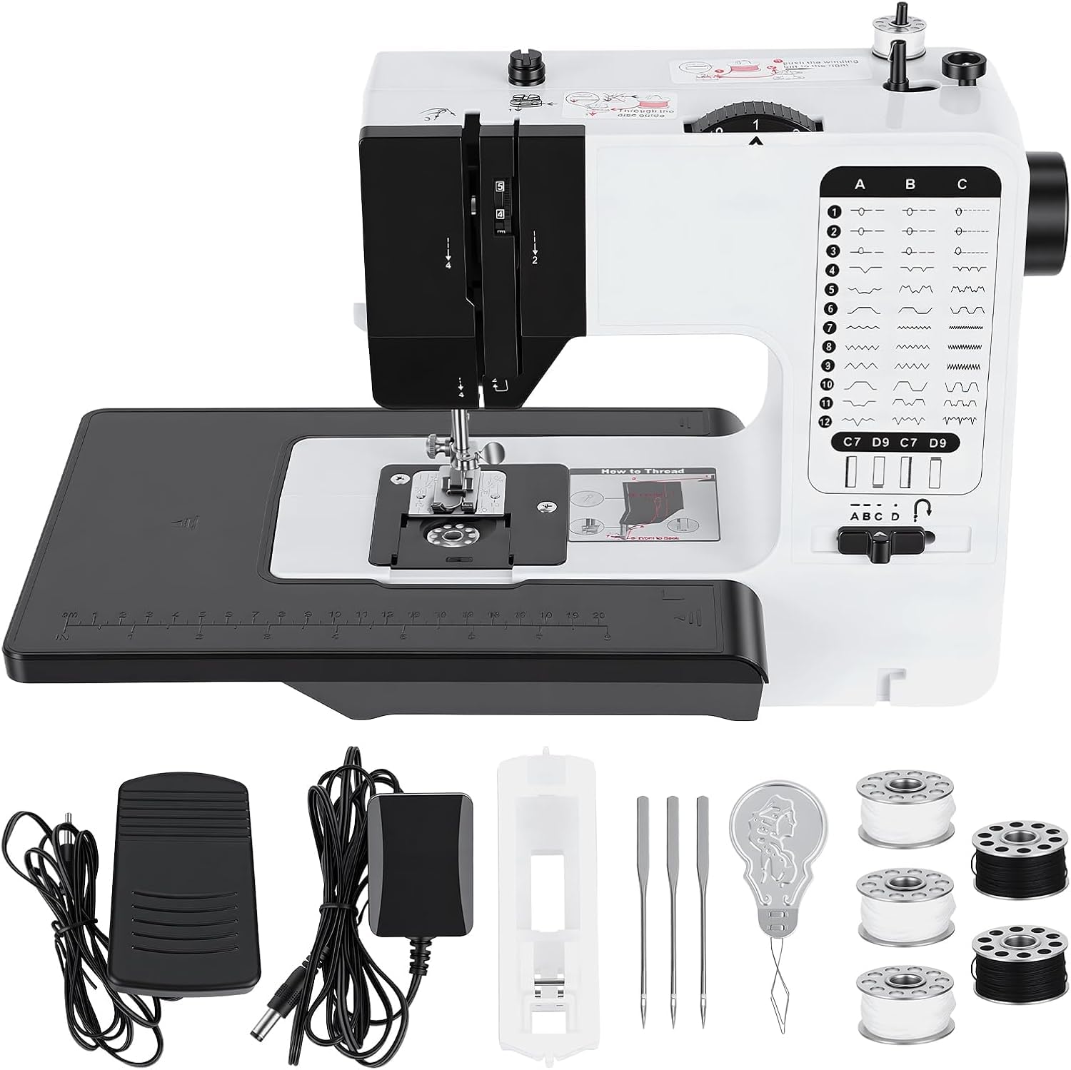 Máquina De Coser Eléctrica De 38 Puntadas Con Mesa De Extensión, Mini Máquina De Coser Portátil Para Principiantes, Uso Doméstico, Reparación De Ropa, Acolchado, Manualidades, Espacios Pequeños,