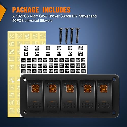 Vista 63 de Nilight Panel de interruptor basculante de 4 bandas, 5 pines de encendido y apagado, soporte de aluminio de 12 V, 24 V, interruptores Verde