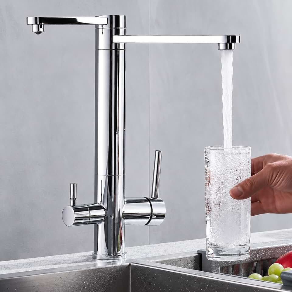 Torneira Inox para Cozinha com Suporte para Filtro | Ideal para Bancada