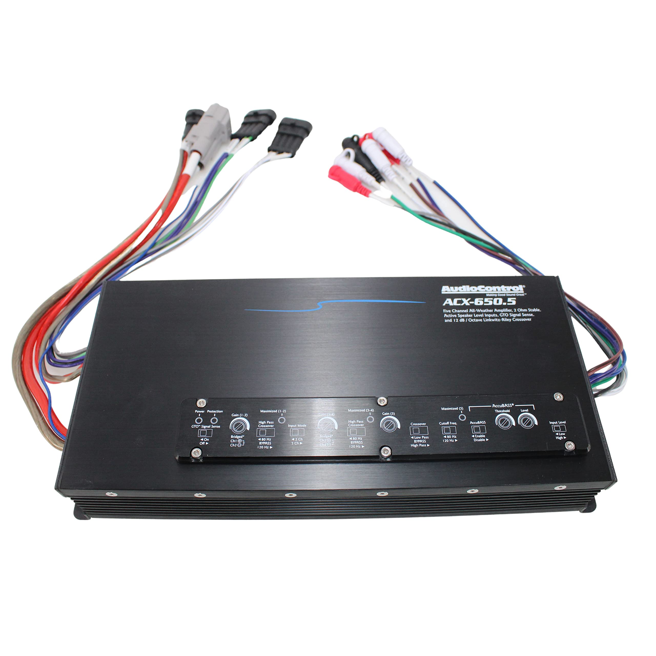 AudioControl ACX-650.5 All Weather 5-Channel Amplifier, IPX6 Rated for Boat/ATV/UTV/Motorcycle Outdoor Use. AccuBass Bass Management, GTOTM Signal Sense
