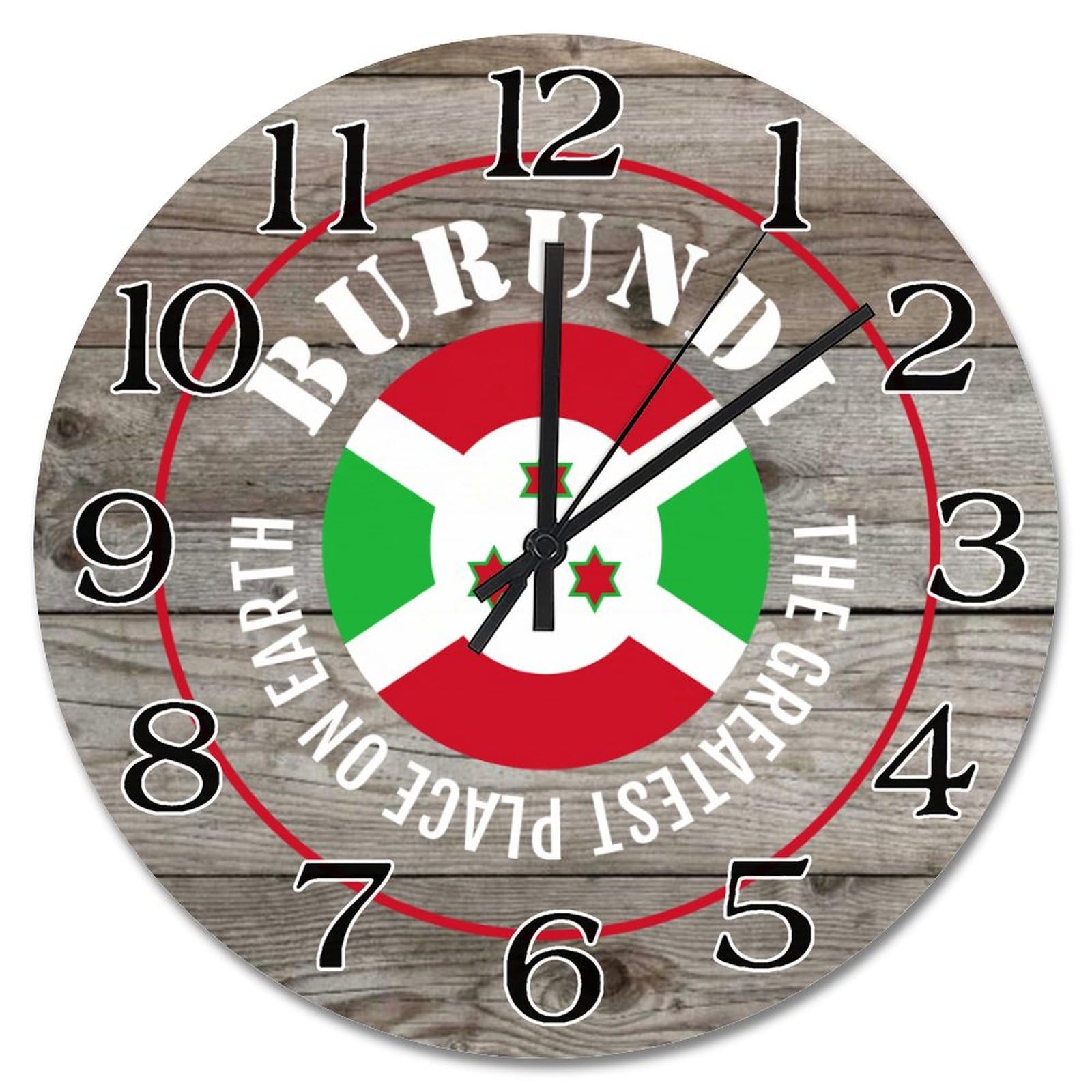 Horloge murale vintage Burundi 38 cm pour personnaliser un bureau