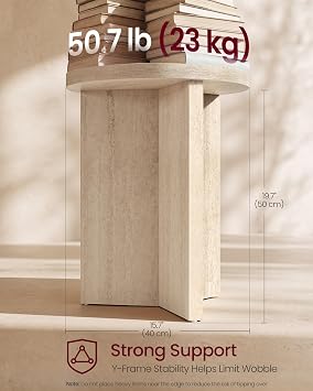VASAGLE Side Table, Small Round, Y-Shaped Base