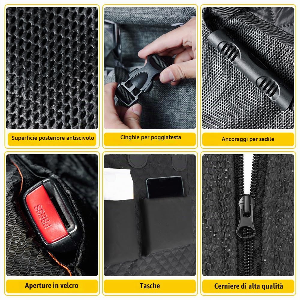 Vailge - Coprisedile per auto per sedile posteriore, 6 in 1, per cani, design ad amaca, 100% impermeabile, compatibile con sedili divisi 60/40, finestrella in rete, antiscivolo e antigraffio, standard