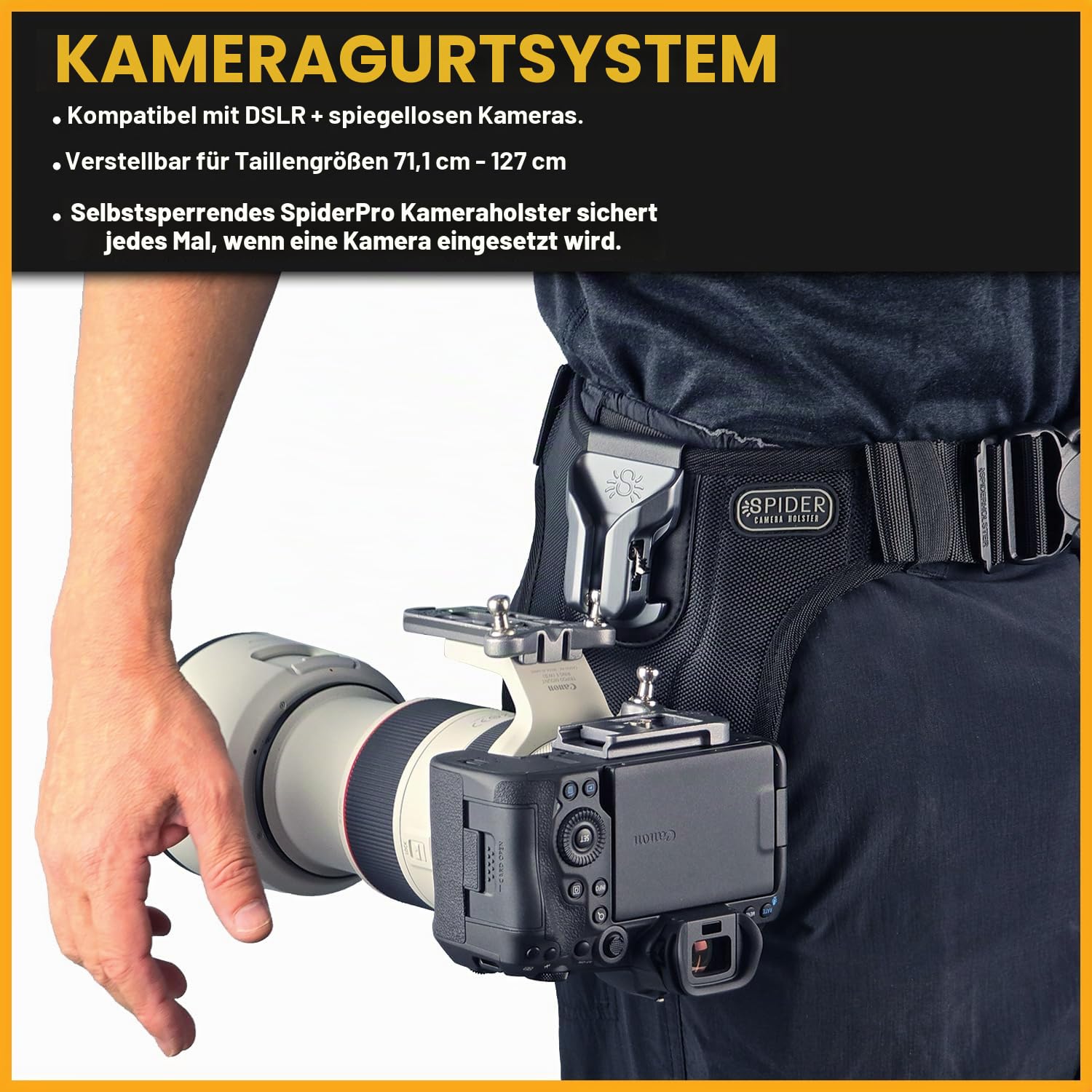 Spider Holster – SpiderPro Single Camera System v2 Professional Carrying Kit for DSLR and Mirrorless Cameras and Heavy Gear Includes Belt with Built-in Camera Holster for Quick-Draw Camera Access