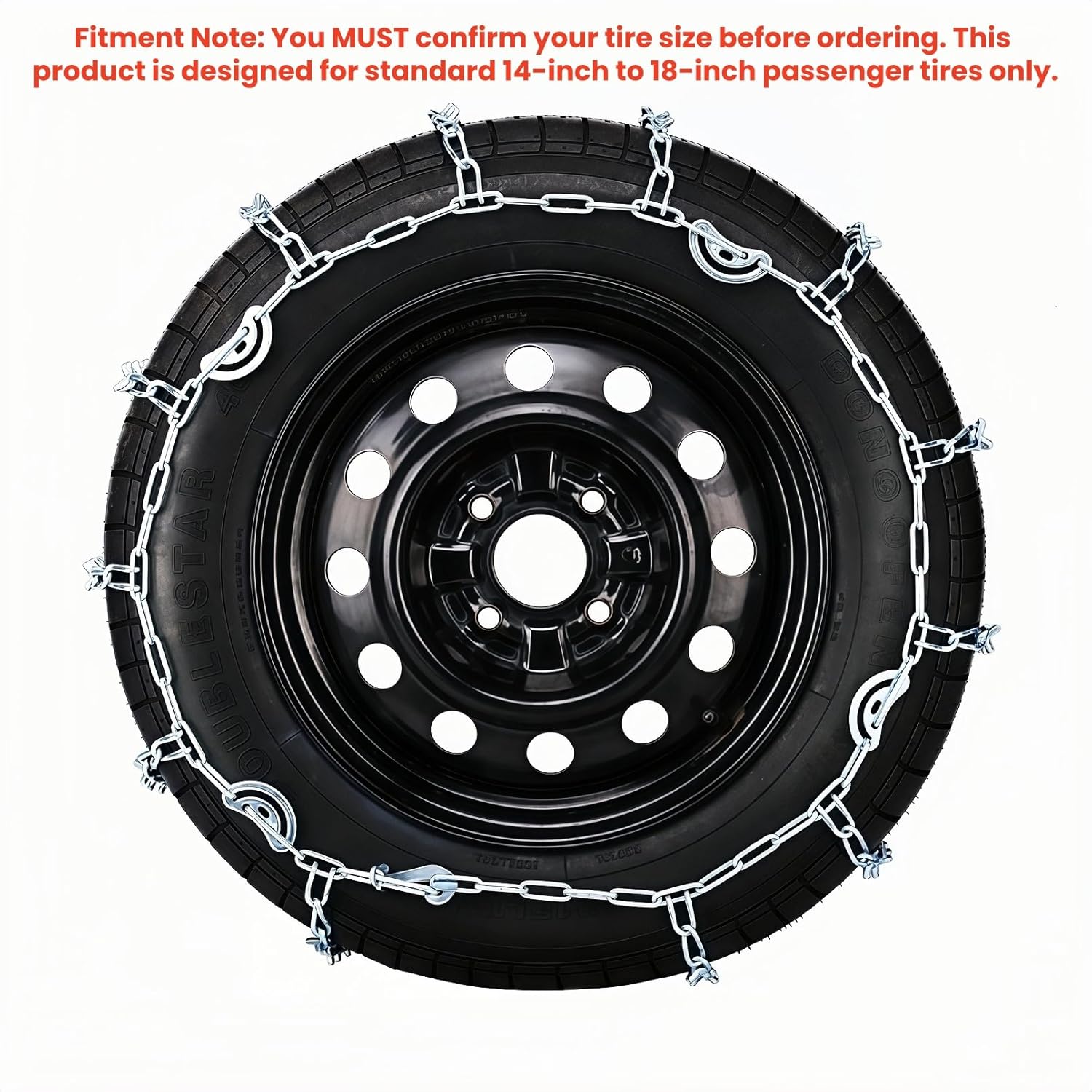 Super Grip V-Bar Ice & Snow Chains 2 Pack for Cars & SUVs - 14" to 18" Tire Anti-Slip Ice & Deep Snow Traction, Easy Installation, Manganese Steel Alloy Built to Last for Extreme Winter Weather.
