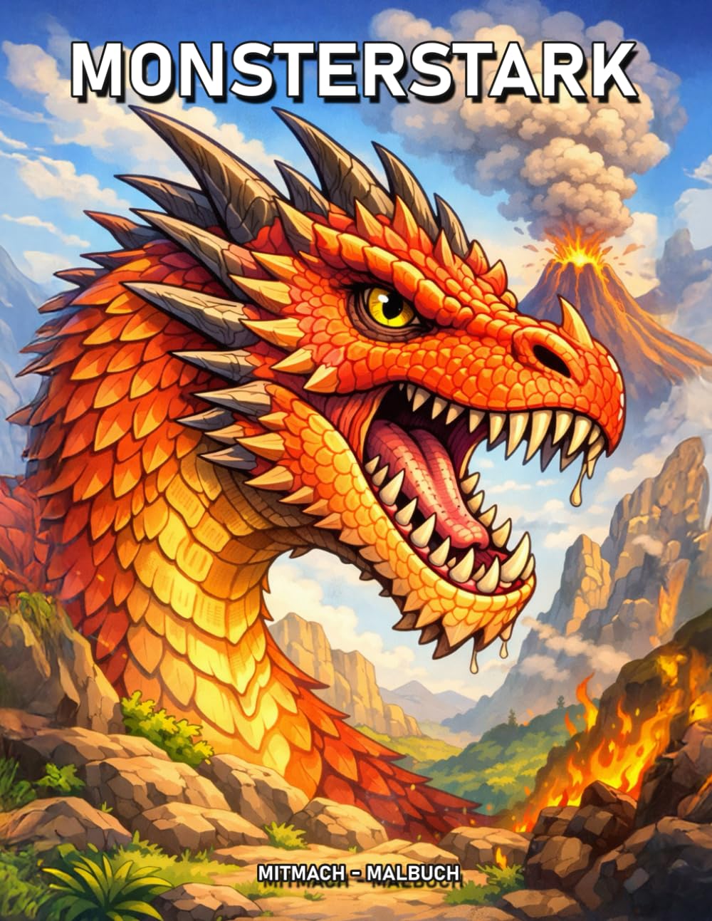 Monsterstark! Mein Mitmach- & Ausmalbuch: 70 Verschiedene Motive zum Ausmalen und Selbstgestalten. Entspannung, Förderung der Kreativität und Konzentration, tolles Geschenk für Jungen