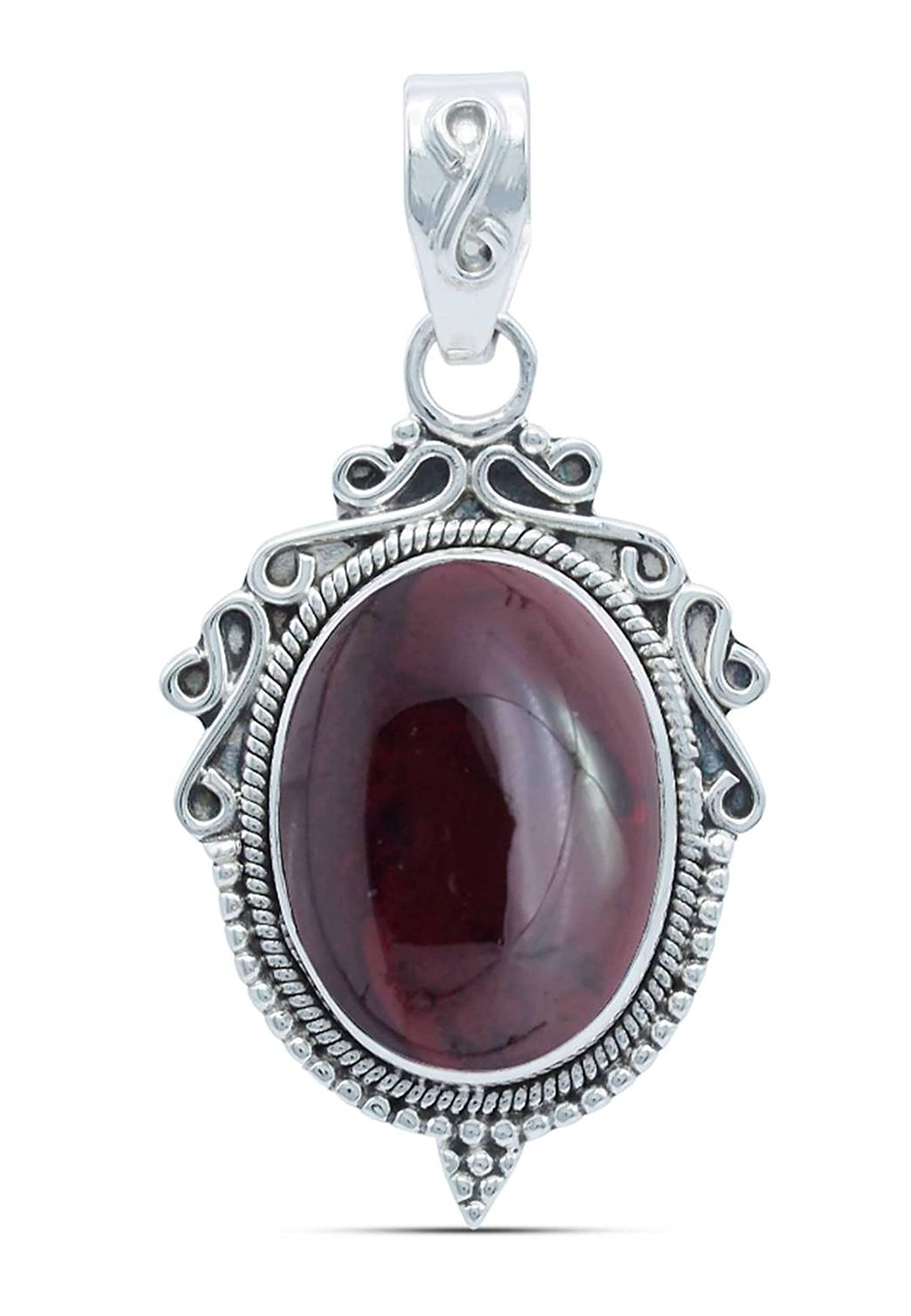mantraroma Großer Kettenanhänger Silber 925 mit Edelstein | echtes Silber, echte Steine zur Auswahl, Kettenanhänger am Silberkette, Länge wählbar, handarbeit, im Geschenkbeutel