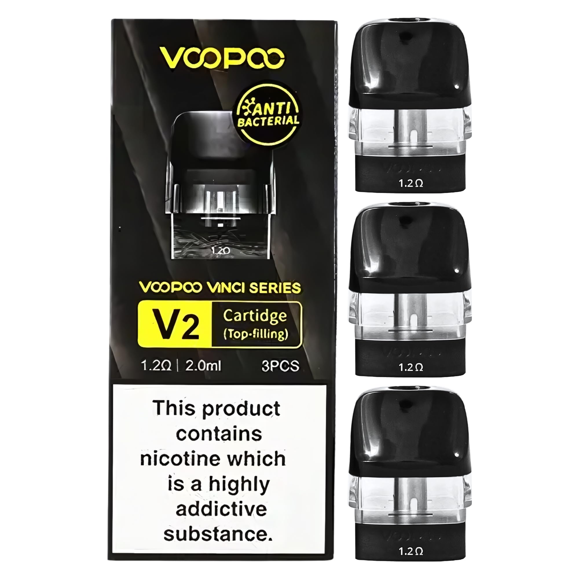 VOOPOO Vinci V2 Replacement Pod - 3 Pack - for Voopoo Vinci Q Kit, Vinci Royal Edition, Drag Nano 2 Kit, Vinci Pod Kit and Vinci Pod SE kits. (1.2ohm)