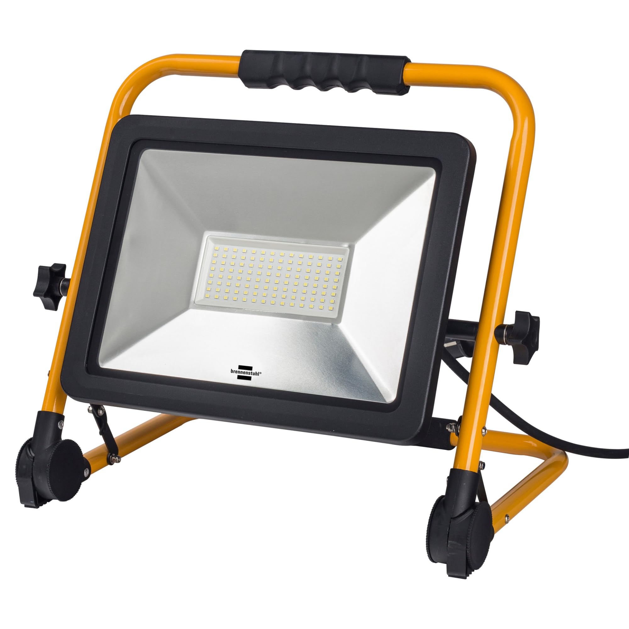 Faretto Led Portatile da Cantiere Brennenstuhl,Ideale per Lavori Esterni in Cantiere, Officina e Garage, Telaio in Acciaio Solido e Robusto, Protezione IP65 - Cavo 5m, 80W, 6700lm