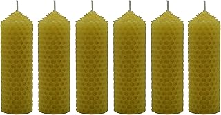 4 Inches 100% Pure Natural Handmade Beeswax Honeycomb Hand Rolled Unscented Tapers Candles (Yellow x 6, 1.25" x 4")