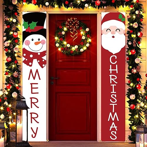 Miniatura 55 de Ivenf Juego de carteles de Navidad para porche, pancartas verdes, decoraciones colgantes de Navidad para el hogar, exterior, interior, pared, puerta