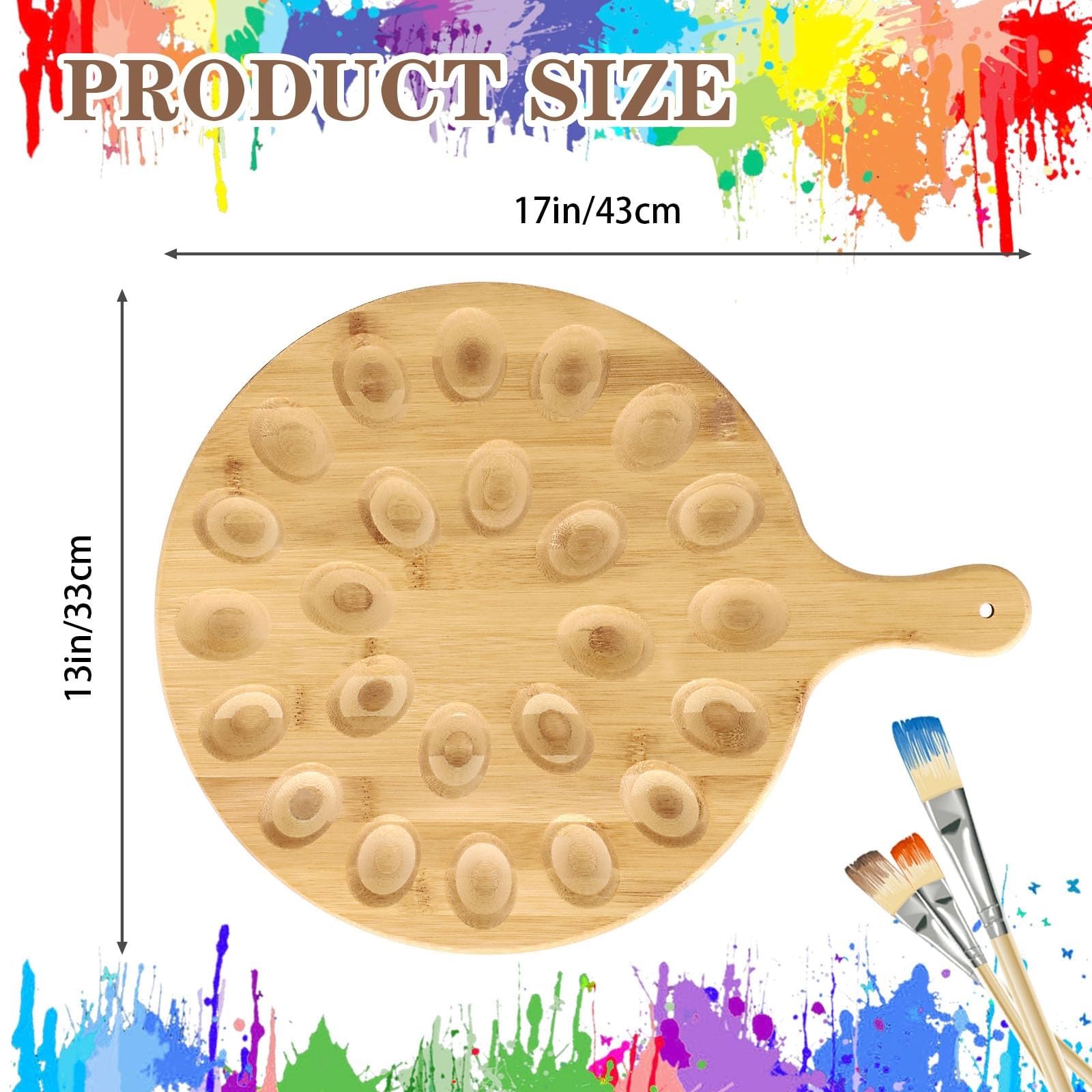 Paleta de pintura de madera con 24 cubos y superficie de mezcla plana, bandeja multiusos para pintura al óleo, acuarela y acrílico, herramienta de artista