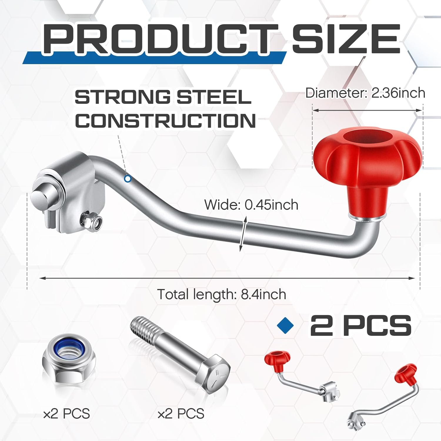 Yaocom 2 Set Trailer Jack Handles Replacement Crank Accessories Fits Most Trailer Jacks, Comes with Bolt Nut Spacers, Top Wind Jack Handle Red and Black (Red)