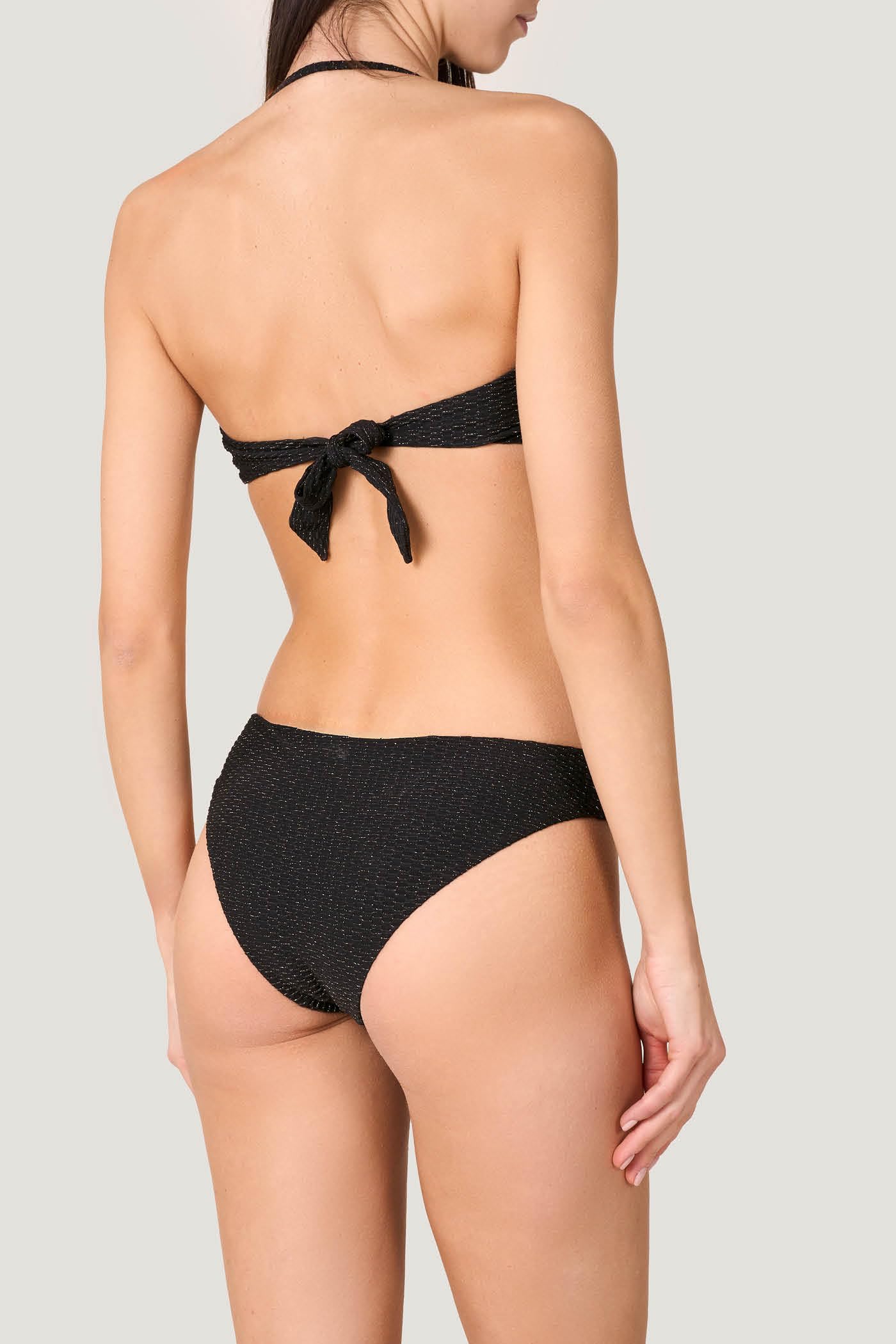 Goldenpoint Donna Costume da Bagno Lamè - Parte Alta del Bikini - Fascia Imbottita con Spalline Removibili in Tessuto Tinta Unita con Lurex