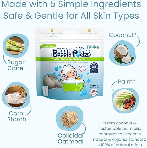 Miniatura 8 de TruKid Paquete de alivio del eccema aceptado por la NEA  Baño de burbujas, crema para la piel y gel de baño  Todos los ingredientes naturales, sin