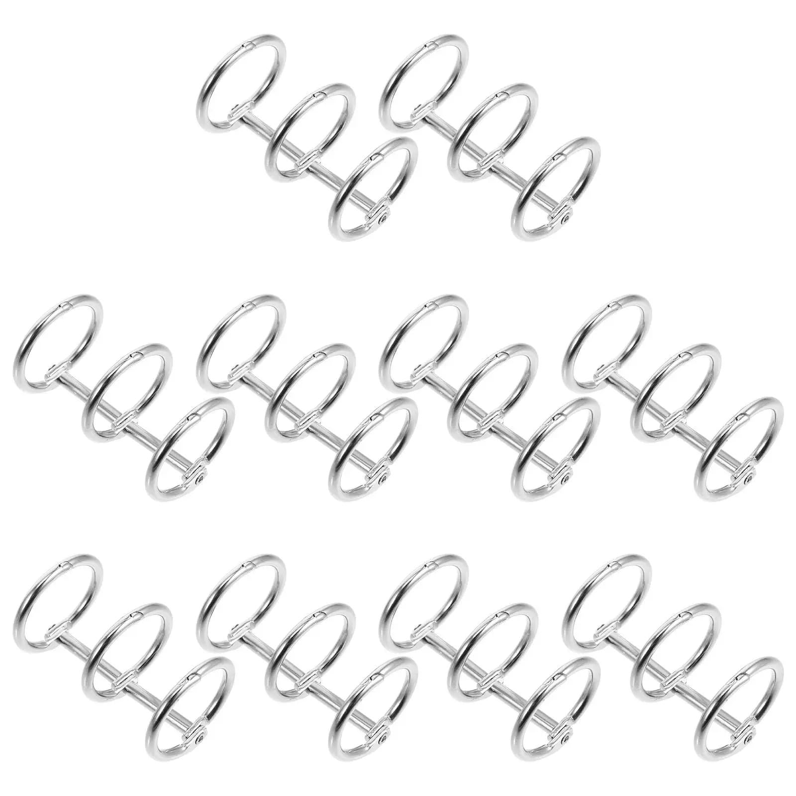 20 anillos de encuadernación de hierro para carpetas de 3 agujeros, calendario de escritorio y accesorios de libros, cierres de tarjetas de hojas sueltas pequeños para nizing y manualidades