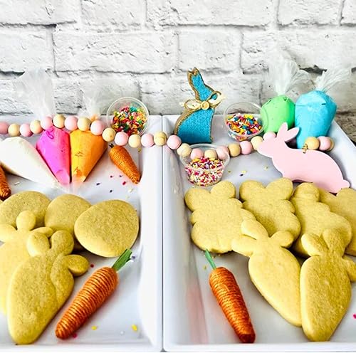 Miniatura 9 de Auktosmn Juego de 9 cortadores de galletas de San Patricio y Pascua, apto para lavavajillas, trébol, 4 hojas, conejo, huevo y zanahoria, cortador de