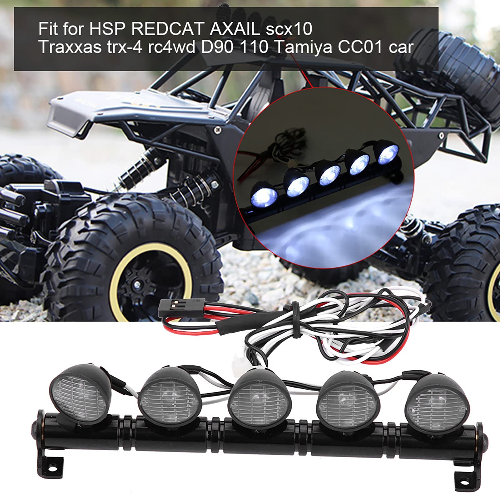 Happy-5V-148V LED Light Bar Toit Lampe LumièRes pour Axial SCX10 90046 Traxxas TRX4 Slash Happy-5V-148V LED Light Bar Toit Lampe LumièRes pour Axial SCX10 90046 Traxxas TRX4 Slash