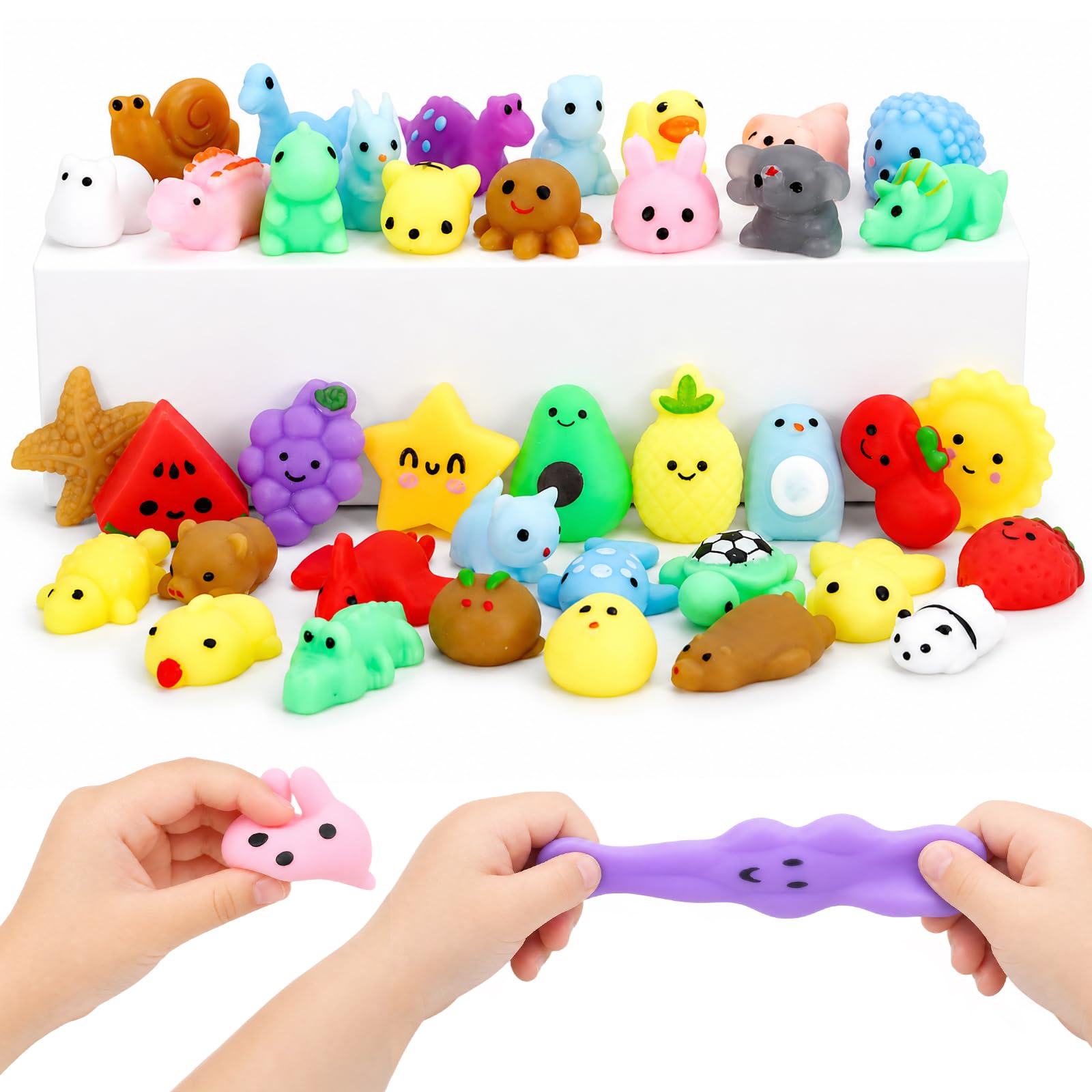40 Pack Mochi Squishy Toys, Mini Kawaii Animal Squishies for Stress Relief