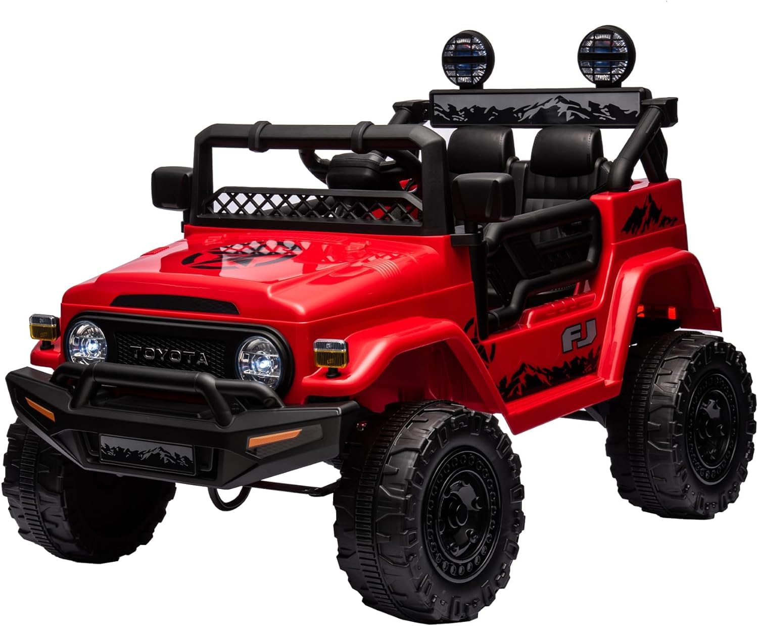 SPOFLYINN Kids Ride On Toy Car, 12V Rechargeable Battery Powered Children 4 Wheels W/Remote Control, Foot Pedal, 3-5 Km/h, Music, LED Headlights for Children Aged 37 to 96 Month Red