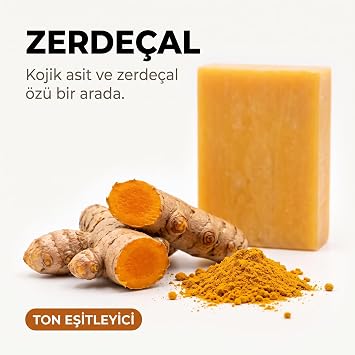 Kojik Asit Sabunu,Koyu Leke, Ölü Hücre, Kolajen, Sivilce, Güneş Lekesi, Zerdeçal, Retinol, C Vitamini, E Vitamini, Kadınlar ve Erkekler için Yüz Temizleyici. 2'Li Paket