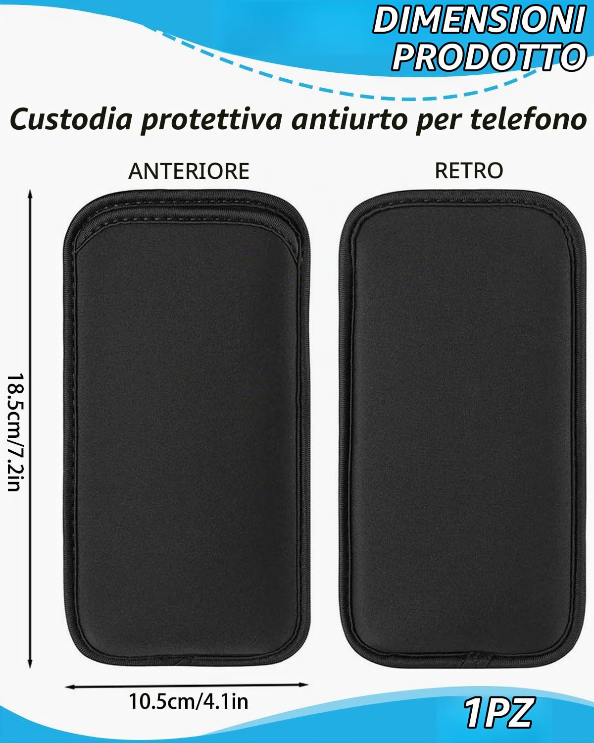 Custodia In Neoprene Antiurto Per Telefono – Morbida, Leggera E Impermeabile Per Proteggere Da Cadute E Graffi (Nero, 17cm)