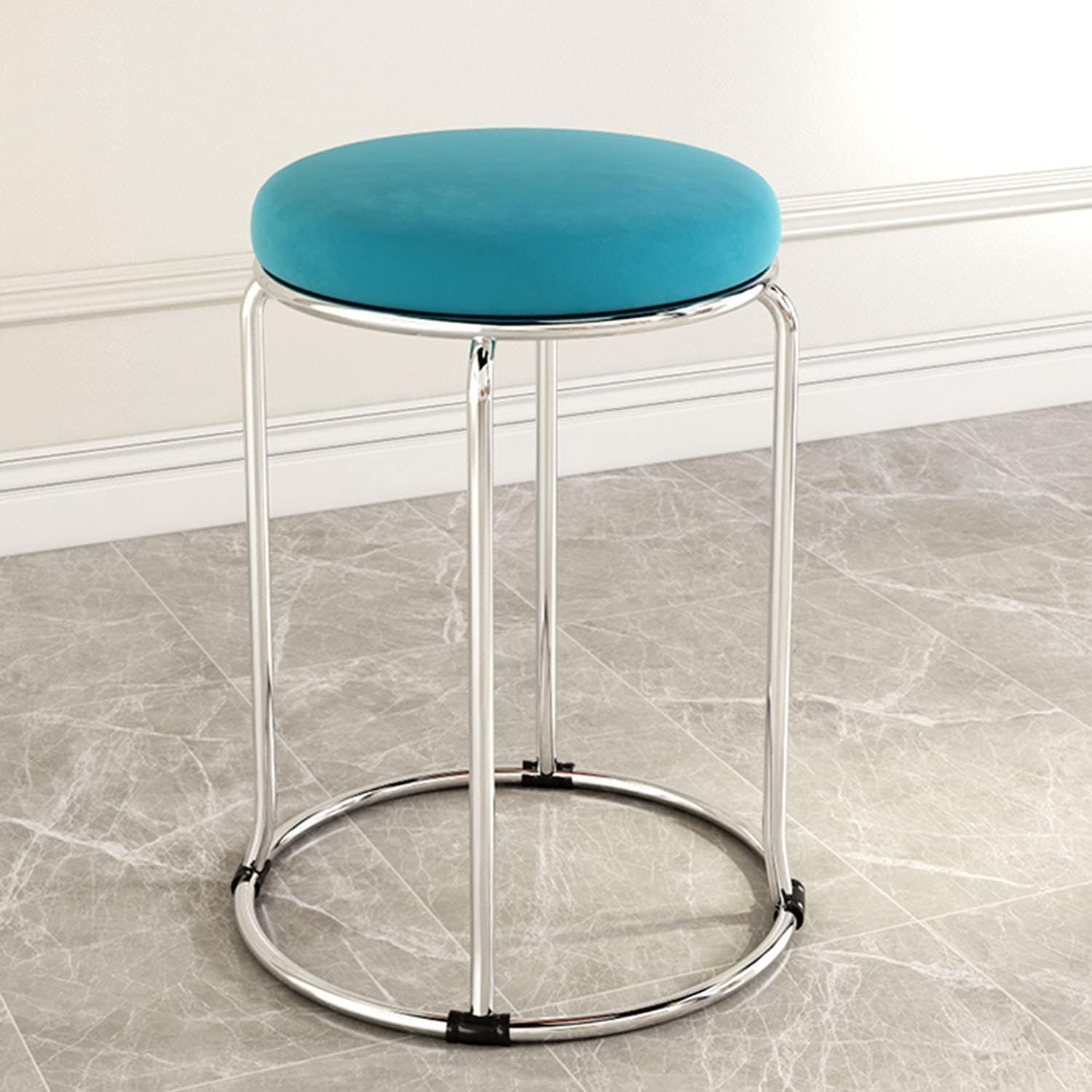 Nutech Decor: Elegant Vanity Stools for Amazon.in - Transform Your Space with Stylish Coffee/Tea/Milk Shop Bar Stools, Bedroom Velvet Seating, and More (Silver Legs, Teal Green)