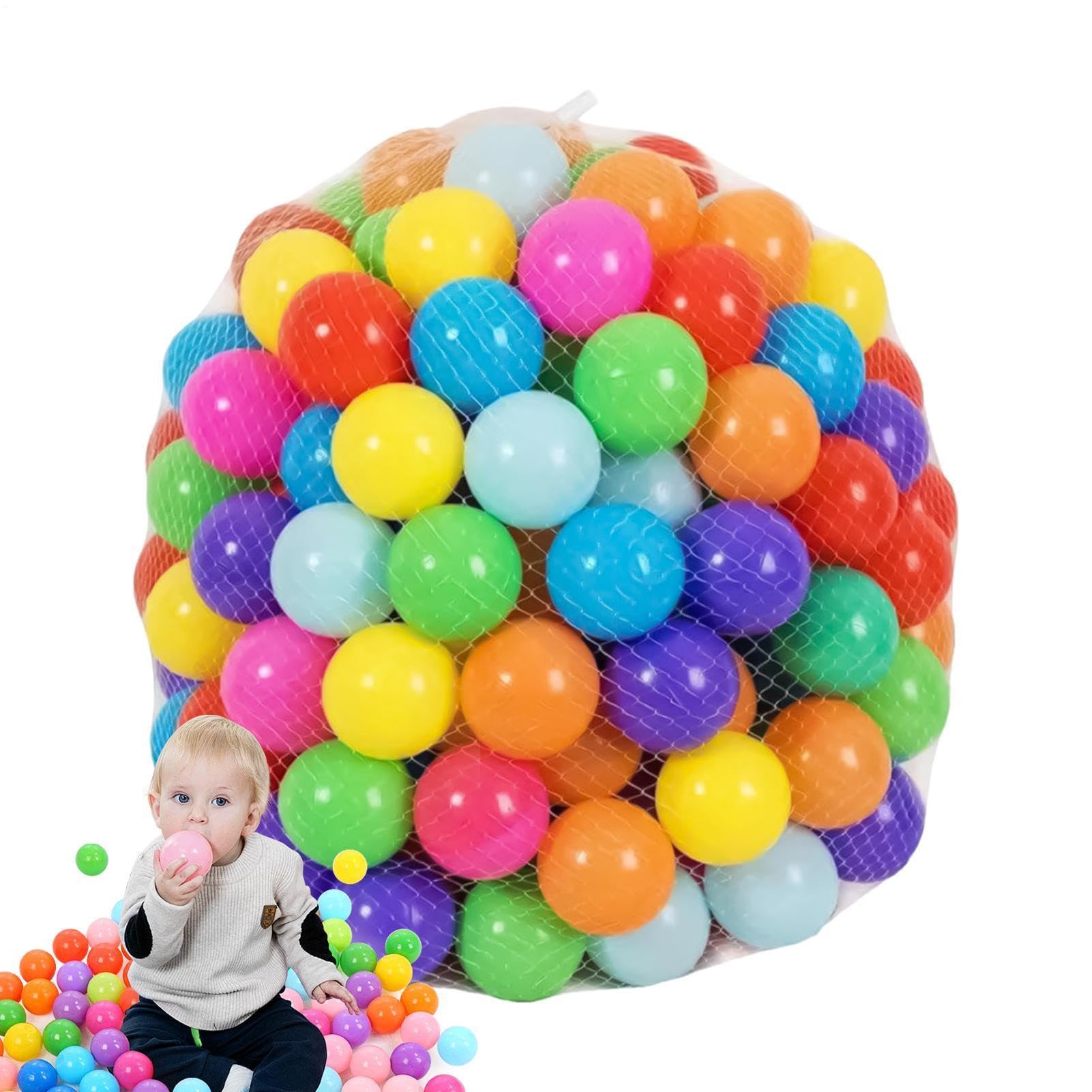 Lot de 50 balles colorées en polypropylène de 7 cm pour bébé, accessoires colorés pour l'apprentissage précoce pour les filles, les préscolaires, aire de jeux en plein air, en plastique