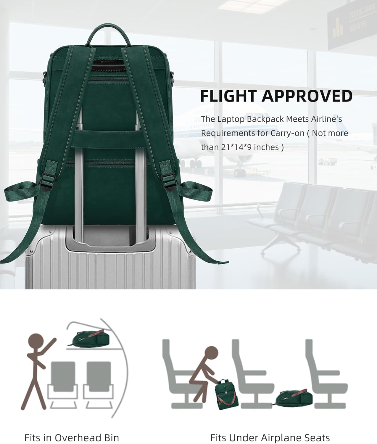 Leather Laptop Backpack for Women Designer Laptop Bag, 16.5 inch Travel Computer Backpacks Purse with Tassel for Work Business with Satchel Purse Green - Image 8