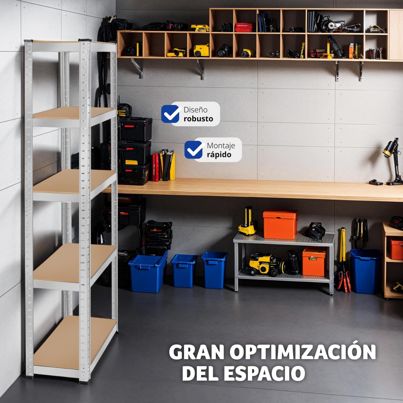 tectake® estanteria Metalica con 5 estantes, estanterias almacenaje, Carga máxima 1250 kg, Estante Ajustable, Montaje fácil, estanteria Metalica, Organizador Herramientas - 90 x 40 x 180 cm