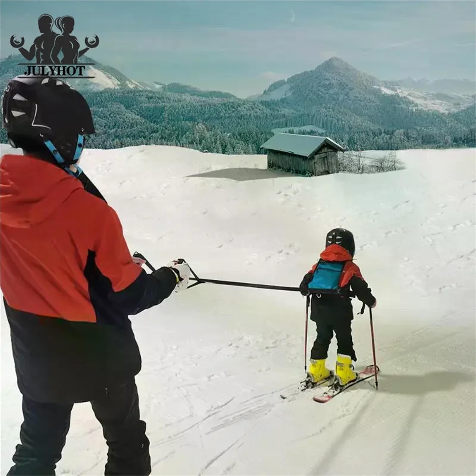 Lot de 2 harnais de ski pour snowboard avec sac à dos, ceinture d'entraînement réglable, laisse de contrôle de vitesse