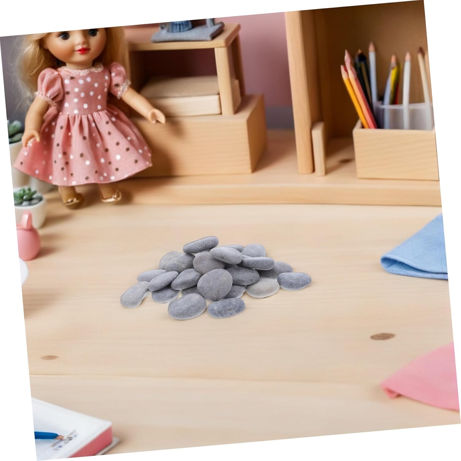 Kisangel 50pcs Boy Girl's Drawing Rocks Hand-Painted Stones Mixed Stone Paints for Boys and Girls