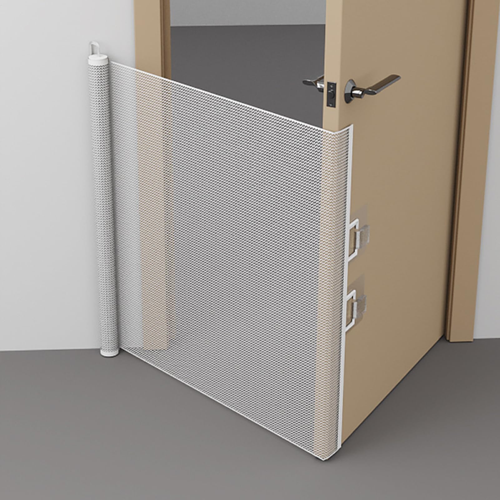 Puerta telescópica para bebés - de seguridad de Malla Con montaje a presión para hogares Con mascotas | Barrera retráctil sin necesidad de herramientas para escaleras, pasillos, cocinas y Balcon