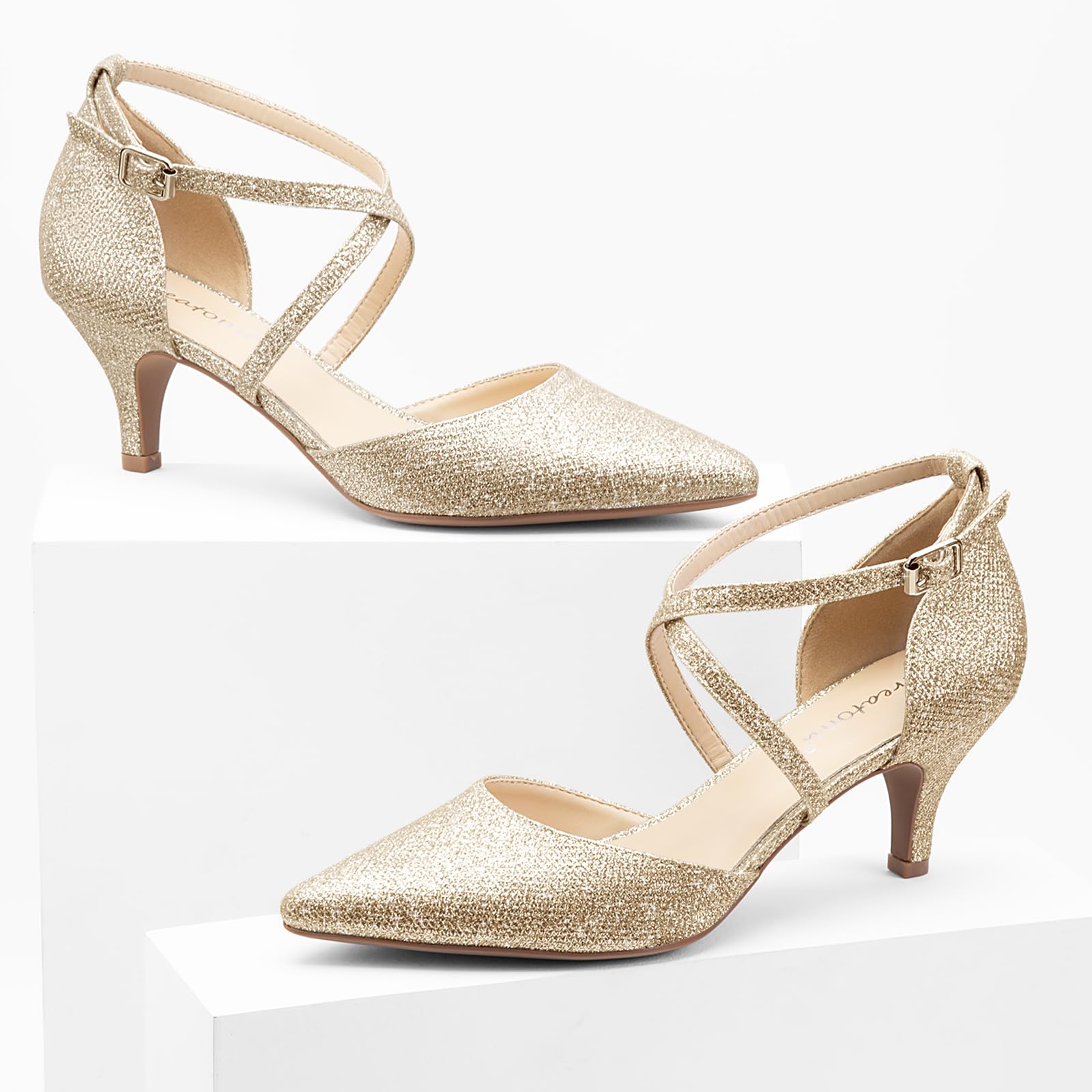Greatonu Chaussures à Talons Pointues avec Bandes croisées pour Femme