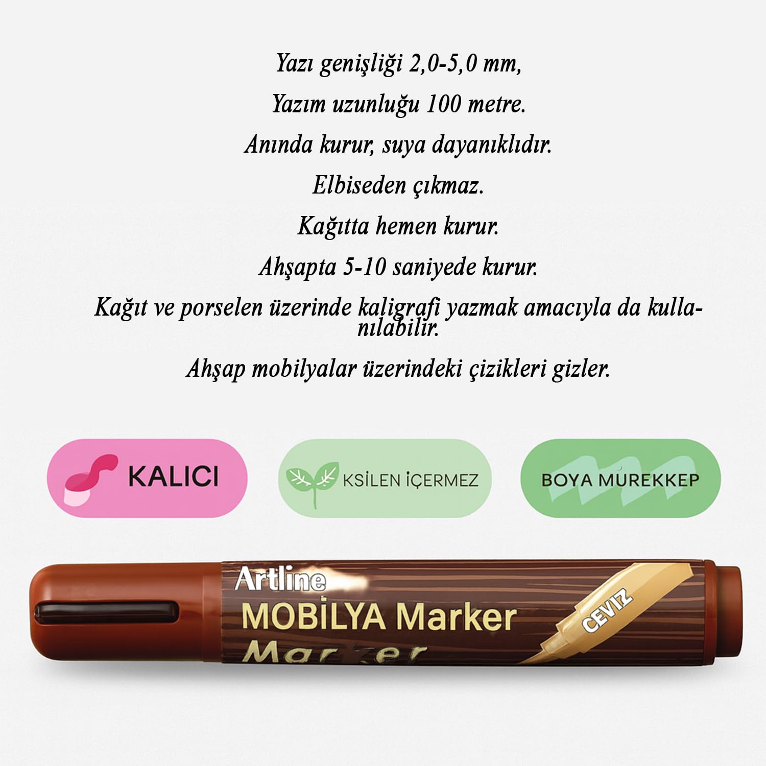 Ceviz Renk Mobilya Rötuş Kalemi Ahşap Masa Parke Dolap Kalemi Çizik Giderici Çatlak Kapatıcı