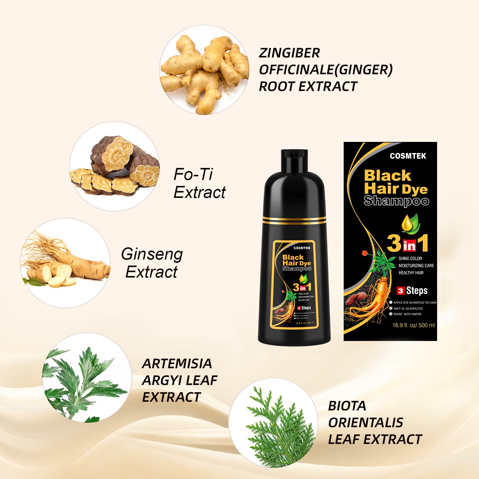 Amazon.com : COSMTEK Black Hair Dye Shampoo for Gray Hair, Hair