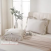 Vista 8 de Bedbay Juego de 2 fundas de almohada beige tamaño Queen, fundas de almohada con volantes, fundas de almohada Shabby Chic tamaño estándar, fundas