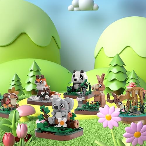 Miniatura 6 de Juego de bloques de construcción de animales pequeños, colección temática de animales de tierra, juguete de ladrillos de construcción, lindas