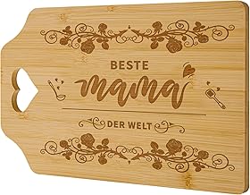 Niviy Gifts for Mum - Engraved Bamboo Chopping Board, Personal Kitchen - Gift with Best Mum in the World, Loving Gift for Mum for Mother's Day, Birthday and Christmas Gifts