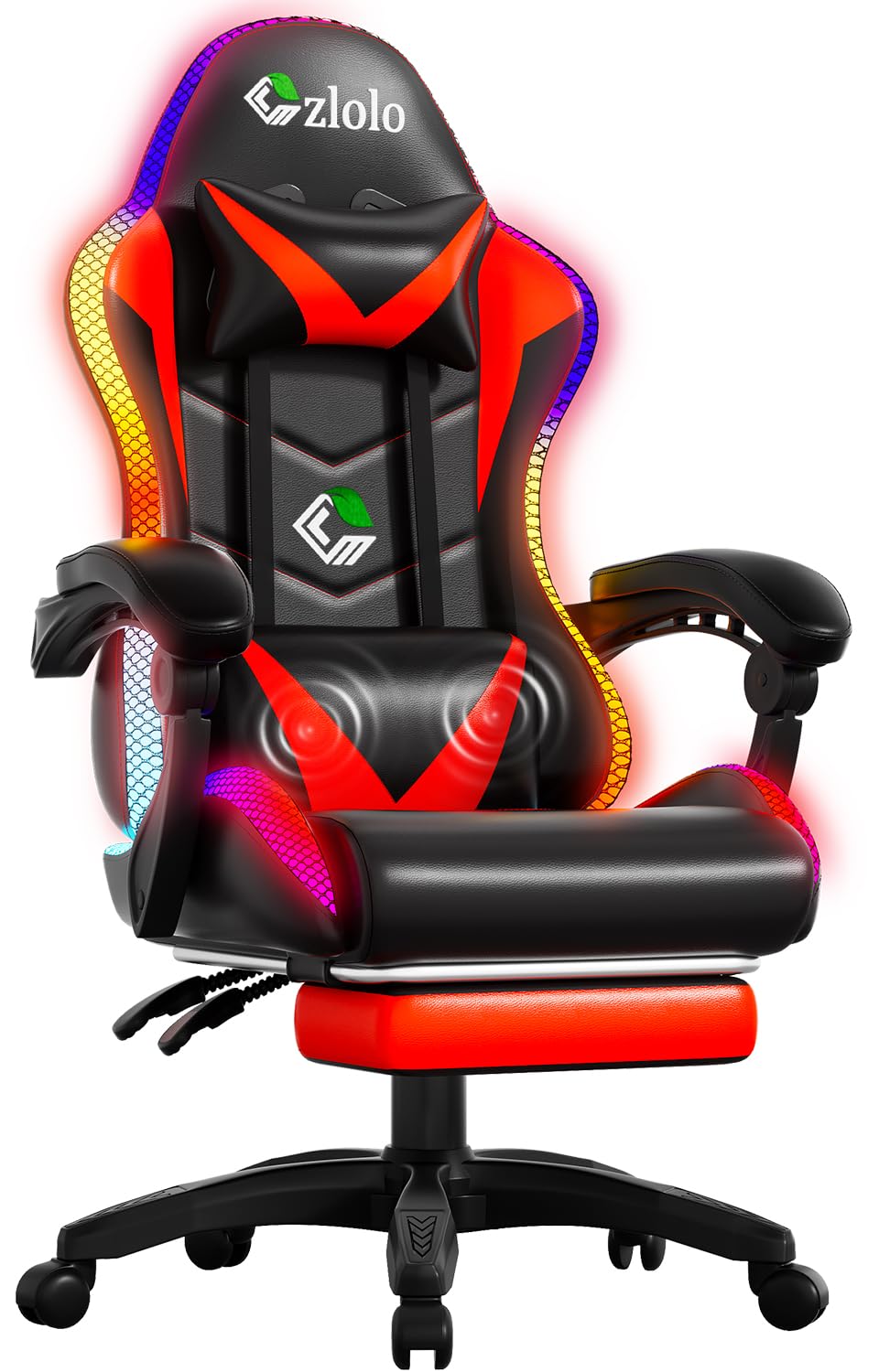 Czlolo Gaming Chair with RGB LED Lights (Black/Red)