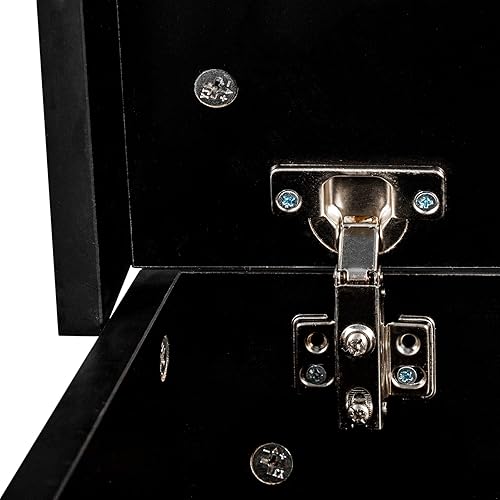 Miniatura 7 de Mesita de noche LED con tapa abatible y cajones, mesitas de noche negras con luces LED coloridas y cajones UV de alto brillo, moderna mesita de