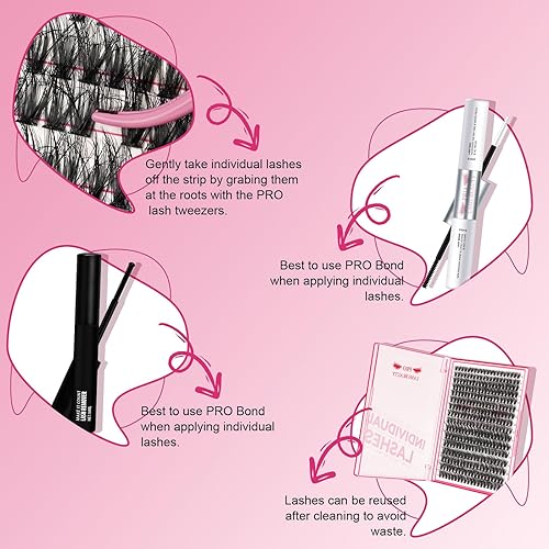 Miniatura 6 de PRO - 320 pestañas individuales 3D, esponjosas en racimo, aspecto natural, pestañas imitación visón, extensiones de pestañas mixtas 40D-D para