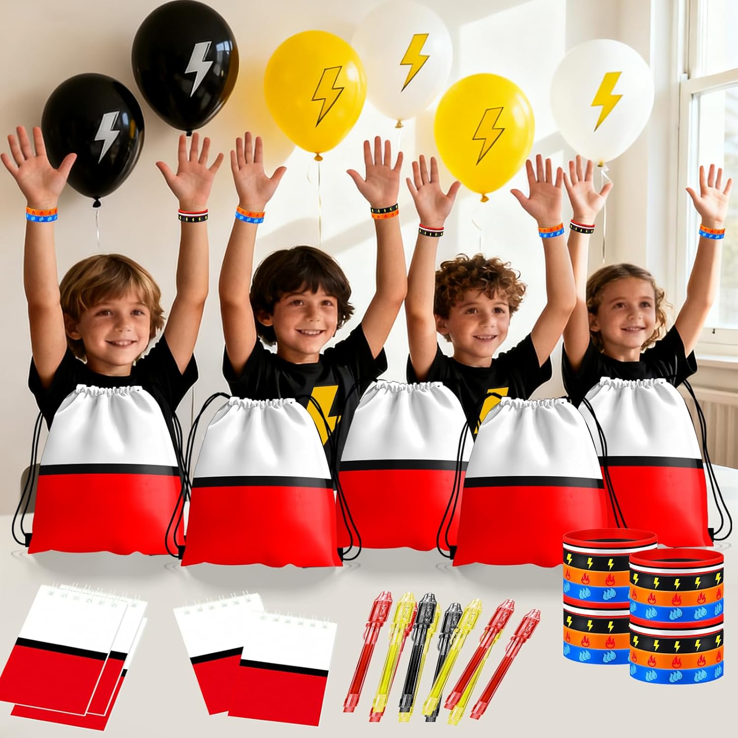 Cartoon Party Favors, Animation Themed Birthday Party Supplies & Goodie Bags for Kids, Include Drawstring Bags Notebook Silicone Bracelet Highlighter for Gifts Fillers - Image 5